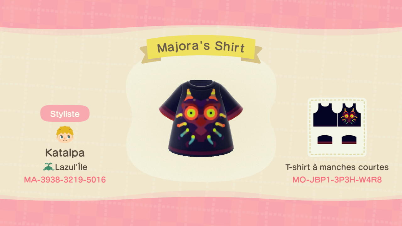Animal Crossing Design Code: MO-JBP1-3P3H-W4R8 Majora&#39;s Shirt
