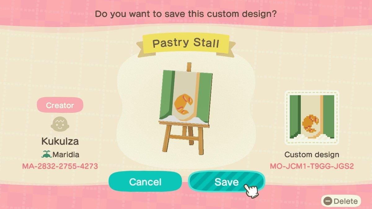 Animal Crossing Design Code: MO-JCM1-T9GG-JGS2 Pastry Stall