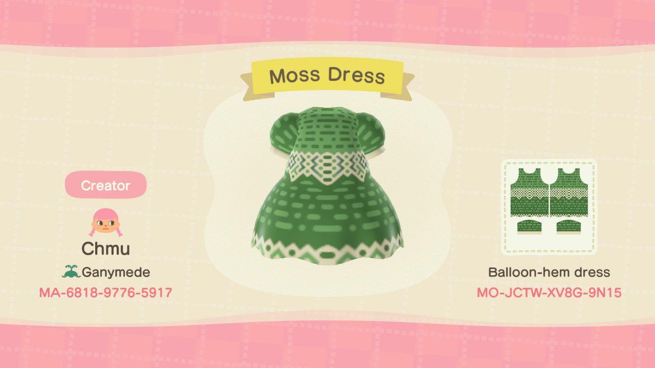 Animal Crossing Design Code: MO-JCTW-XV8G-9N15 Moss Dress