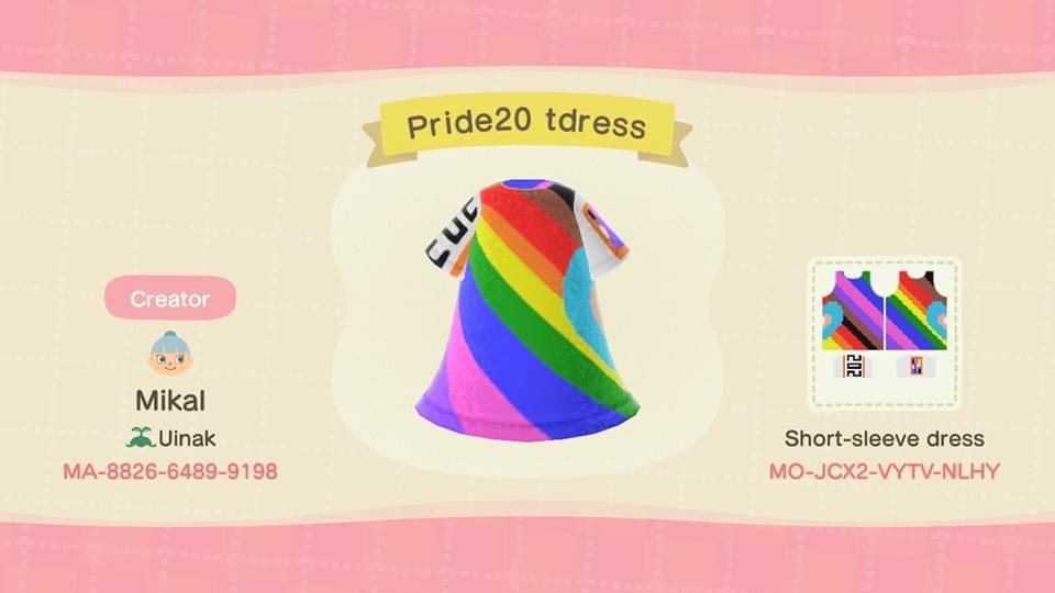 Animal Crossing Design Code: MO-JCX2-VYTV-NLHY Pride20 tdress