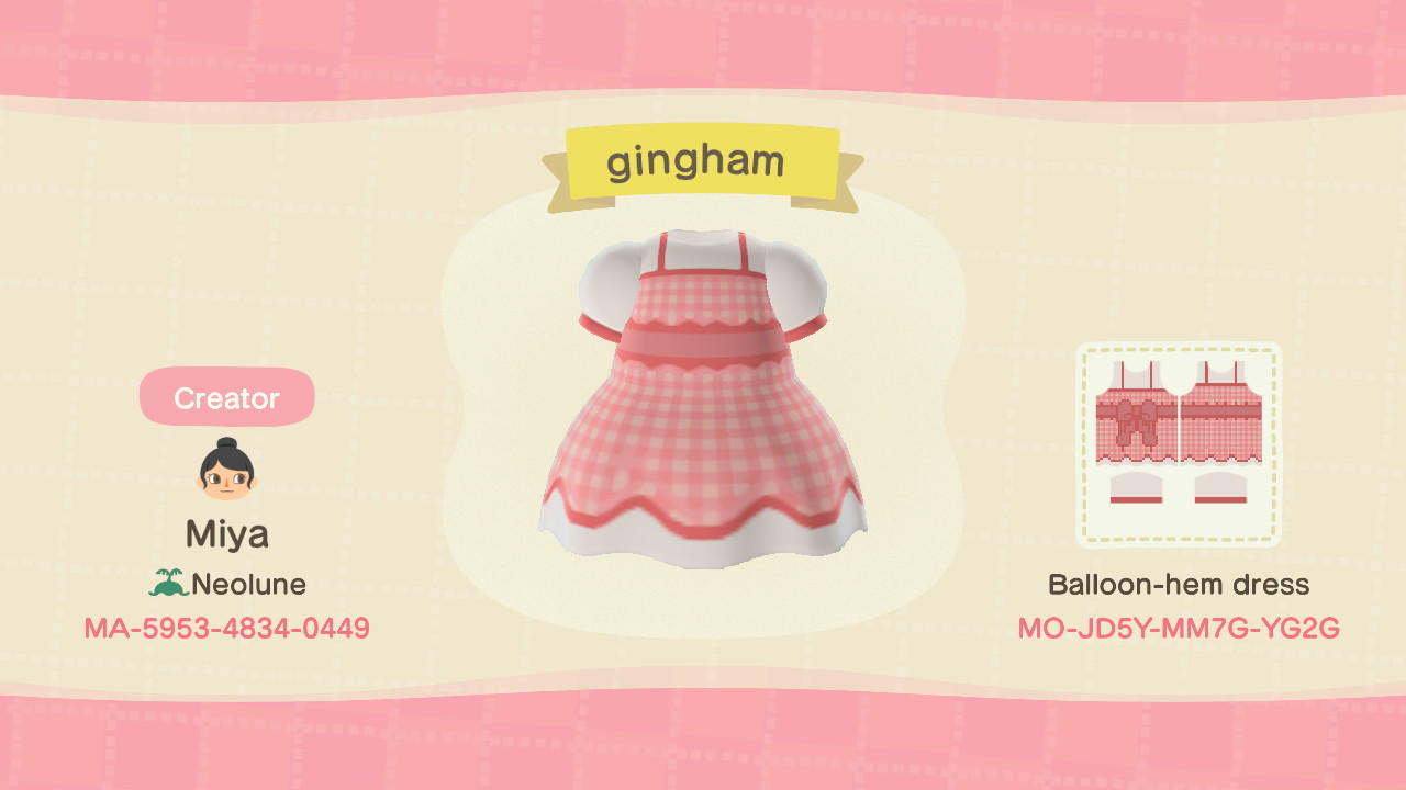 Animal Crossing Design Code: MO-JD5Y-MM7G-YG2G gingham bow