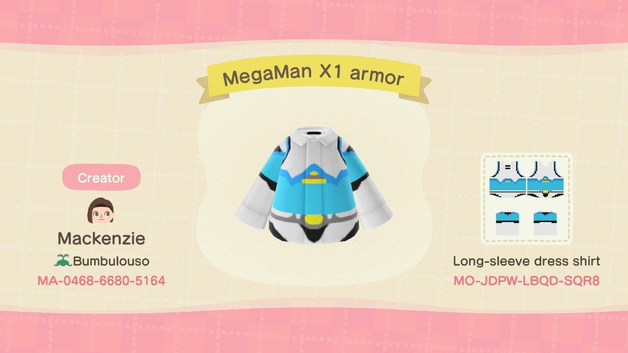 Animal Crossing Design Code: MO-JDPW-LBQD-SQR8 MegaMan X1 armor