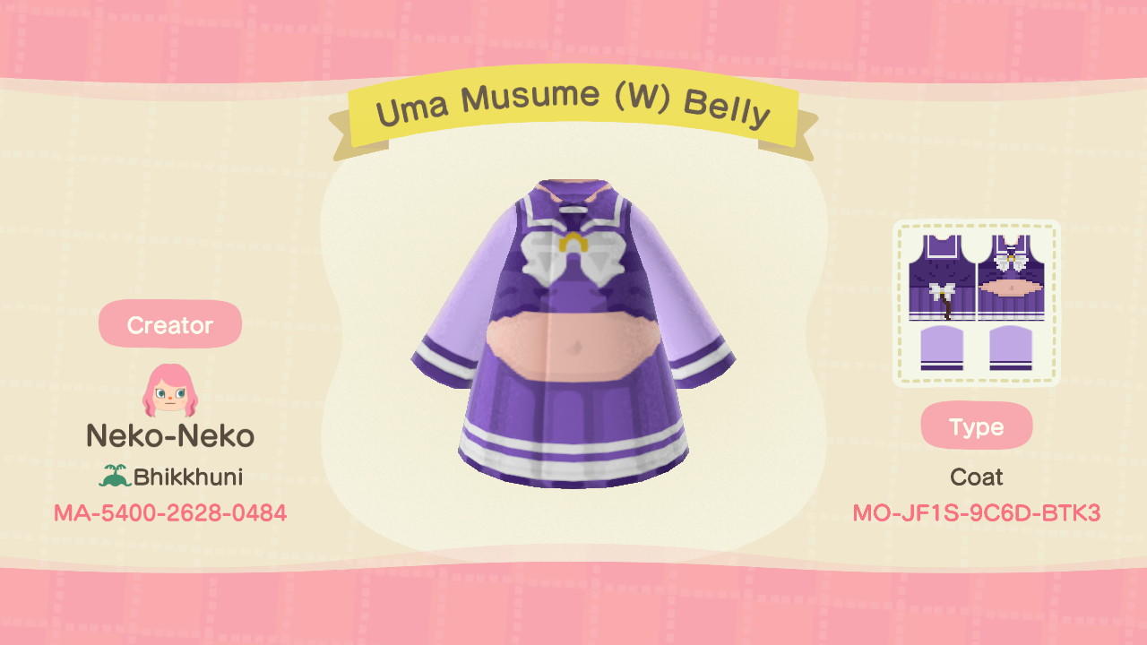 Animal Crossing Design Code: MO-JF1S-9C6D-BTK3 Uma Musume (W) V2