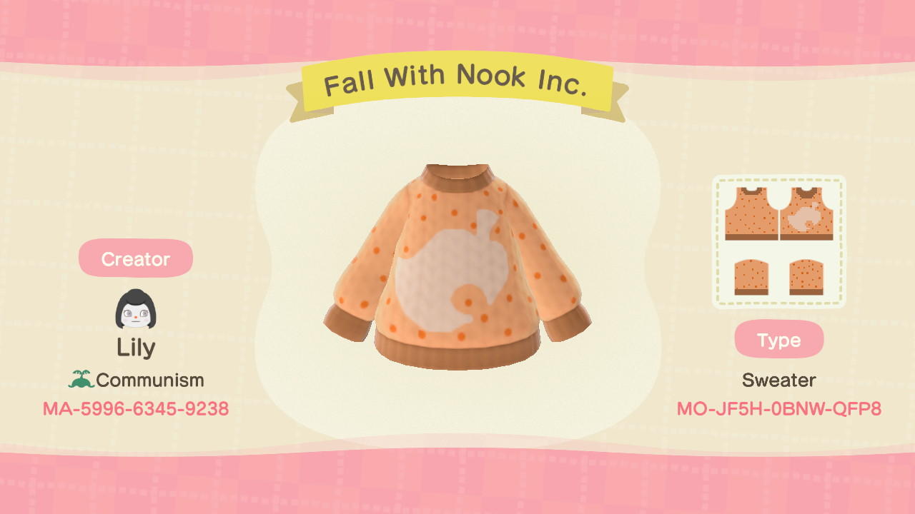 Animal Crossing Design Code: MO-JF5H-0BNW-QFP8 Fall With Nook Inc.