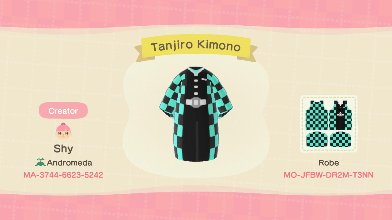 Animal Crossing Design Code: MO-JFBW-DR2M-T3NN Tanjiro Kimono