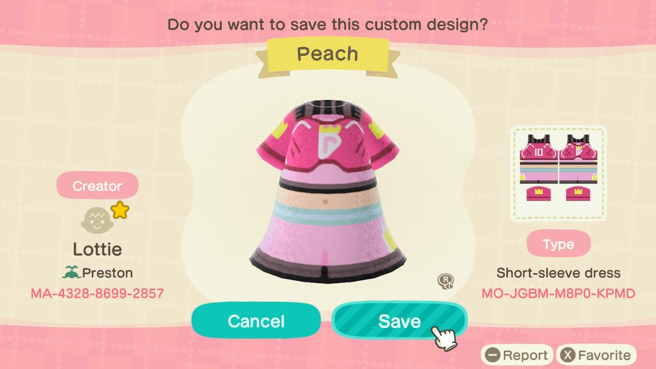 Animal Crossing Design Code: MO-JGBM-M8P0-KPMD Peach Football