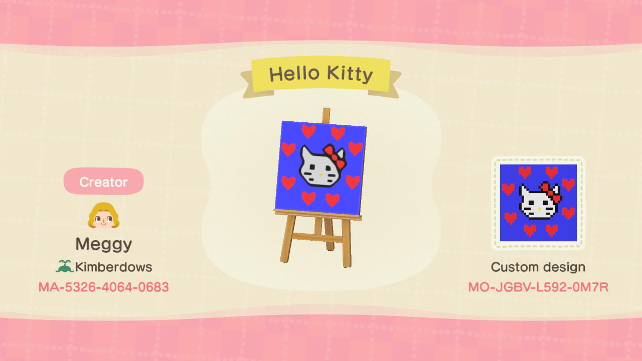 Animal Crossing Design Code: MO-JGBV-L592-0M7R Hello Kitty