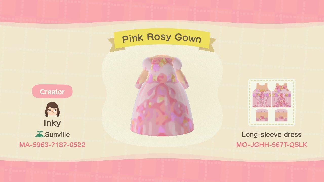 Animal Crossing Design Code: MO-JGHH-567T-QSLK Pink Rosy Gown