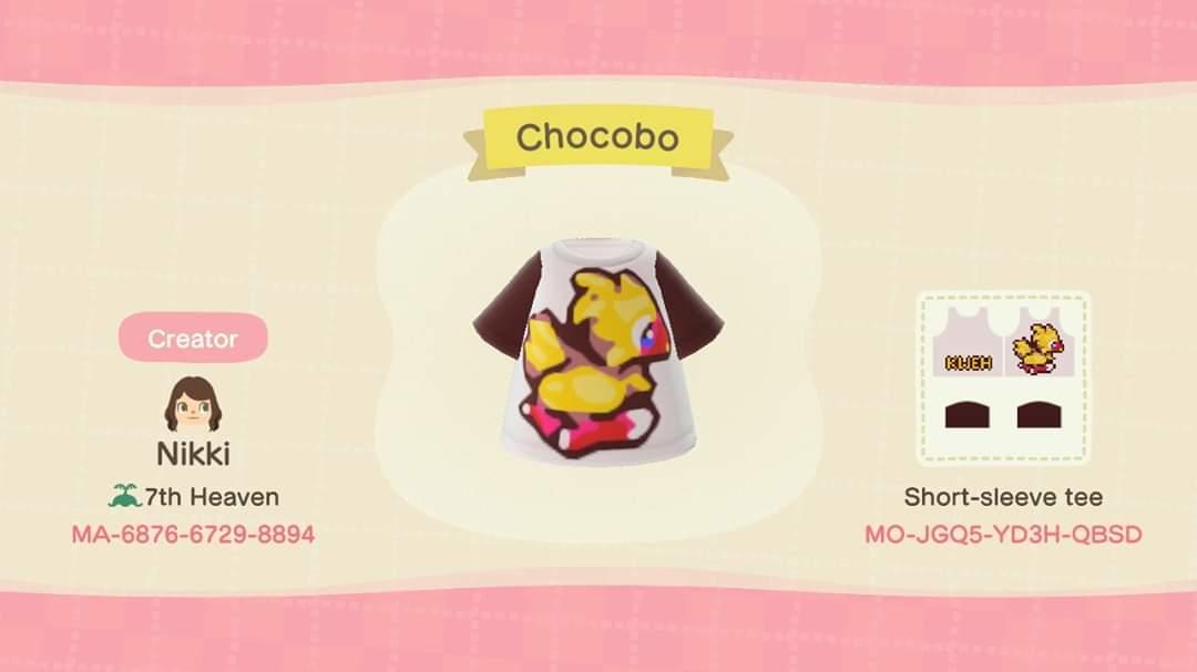 Animal Crossing Design Code: MO-JGQ5-YD3H-QBSD Chocobo