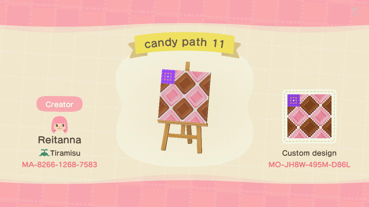 Animal Crossing Design Code: MO-JH8W-495M-D86L candy path 11