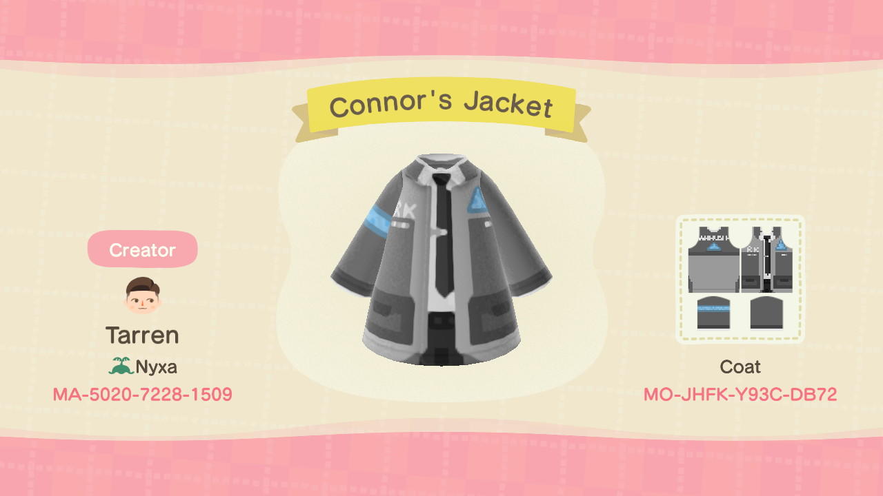 Animal Crossing Design Code: MO-JHFK-Y93C-DB72 Connor Jacket DBH