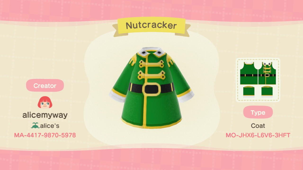 Animal Crossing Design Code: MO-JHX6-L6V6-3HFT Nutcracker