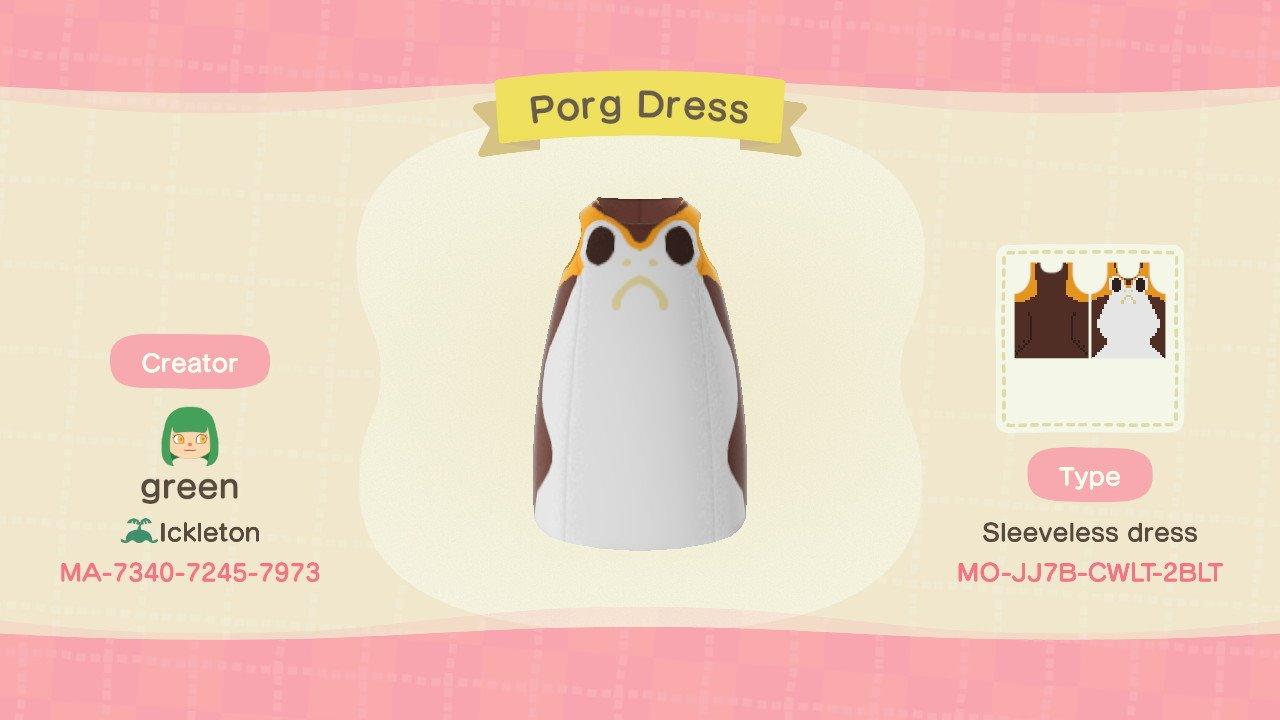 Animal Crossing Design Code: MO-JJ78-CWLT-2BLT Porg Dress