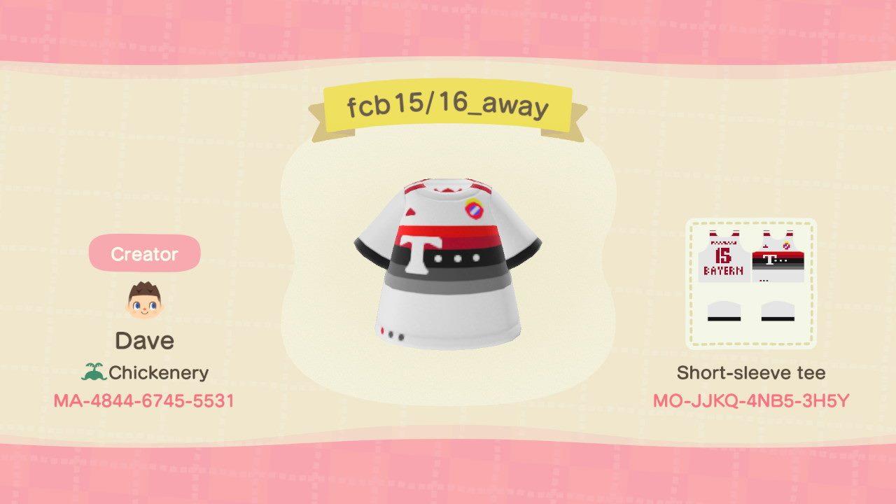 Animal Crossing Design Code: MO-JJKQ-4NB5-3H5Y FC Bayern 15/16 Away