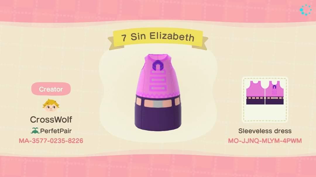Animal Crossing Design Code: MO-JJNQ-NLYM-4PWM 7 Sins Elizabeth