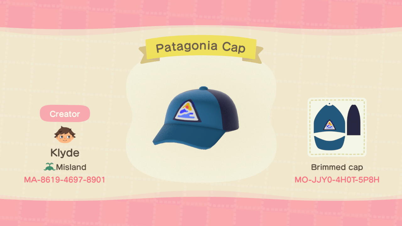 Animal Crossing Design Code: MO-JJY0-4H0T-5P8H Patagonia Hat