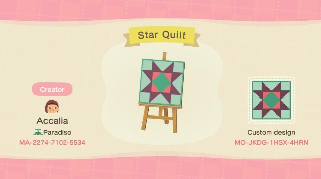 Animal Crossing Design Code: MO-JKDG-1HSX-4HRN Star Quilt