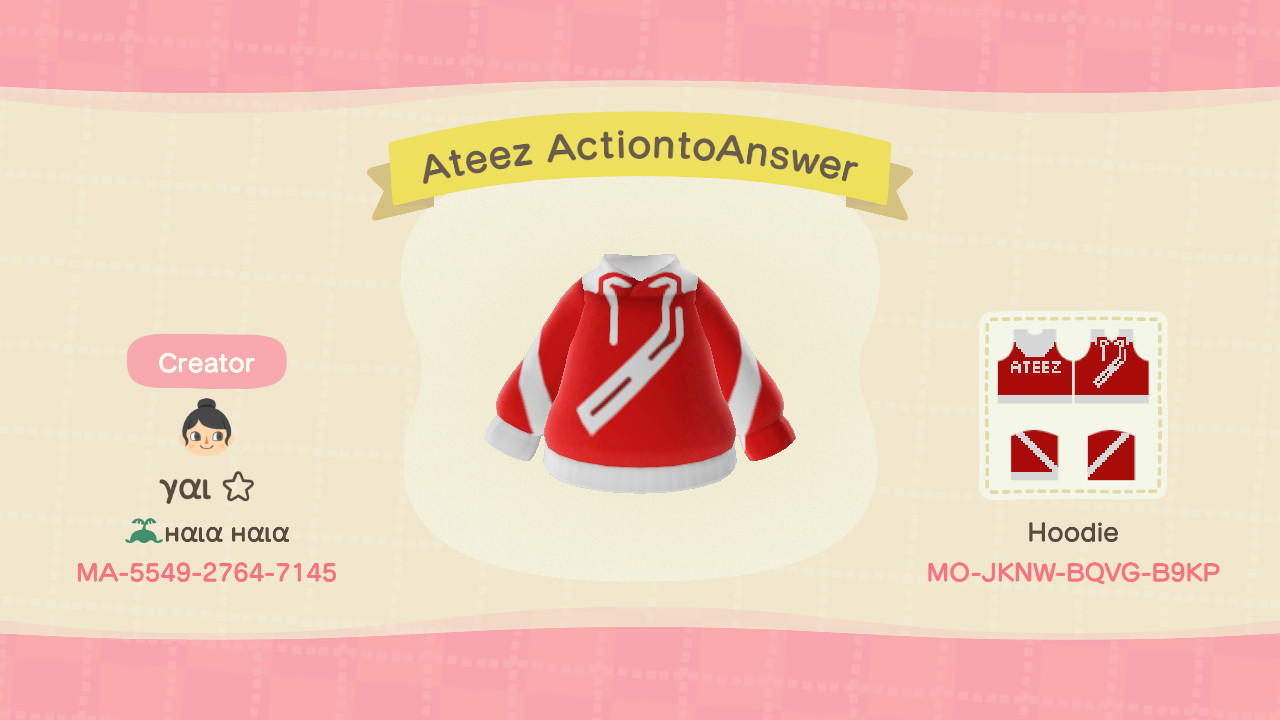 Animal Crossing Design Code: MO-JKNW-BQVG-B9KP Ateez ActiontoAnswer