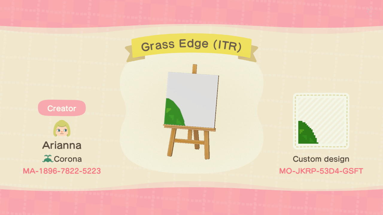 Animal Crossing Design Code: MO-JKRP-53D4-GSFT Grass Edge (ITR)