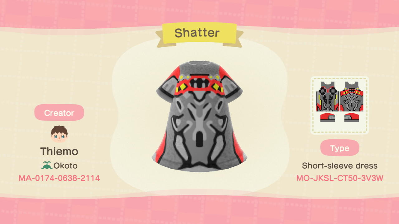 Animal Crossing Design Code: MO-JKSL-CT50-3V3W Shatter Dress
