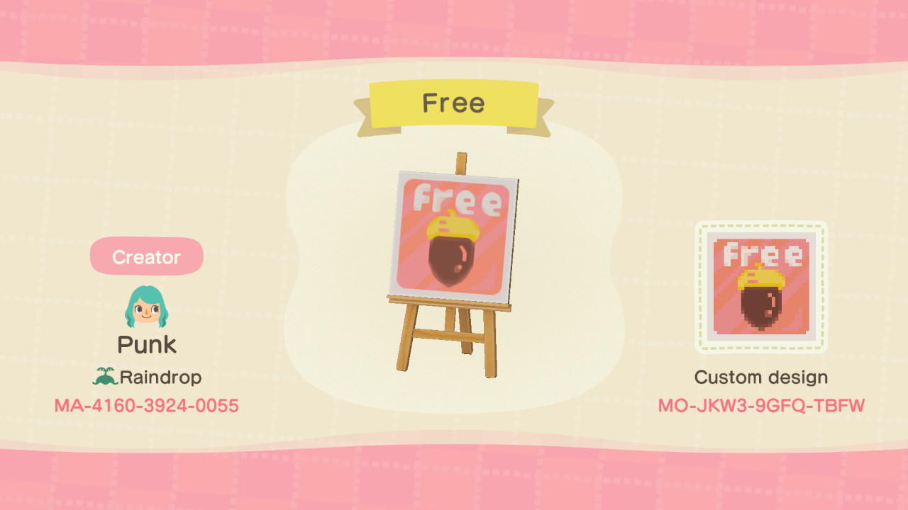Animal Crossing Design Code: MO-JKW3-9GFQ-TBFW Free DIYS