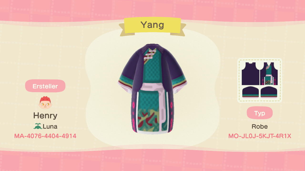 Animal Crossing Design Code: MO-JL0J-5KJT-4R1X Yang