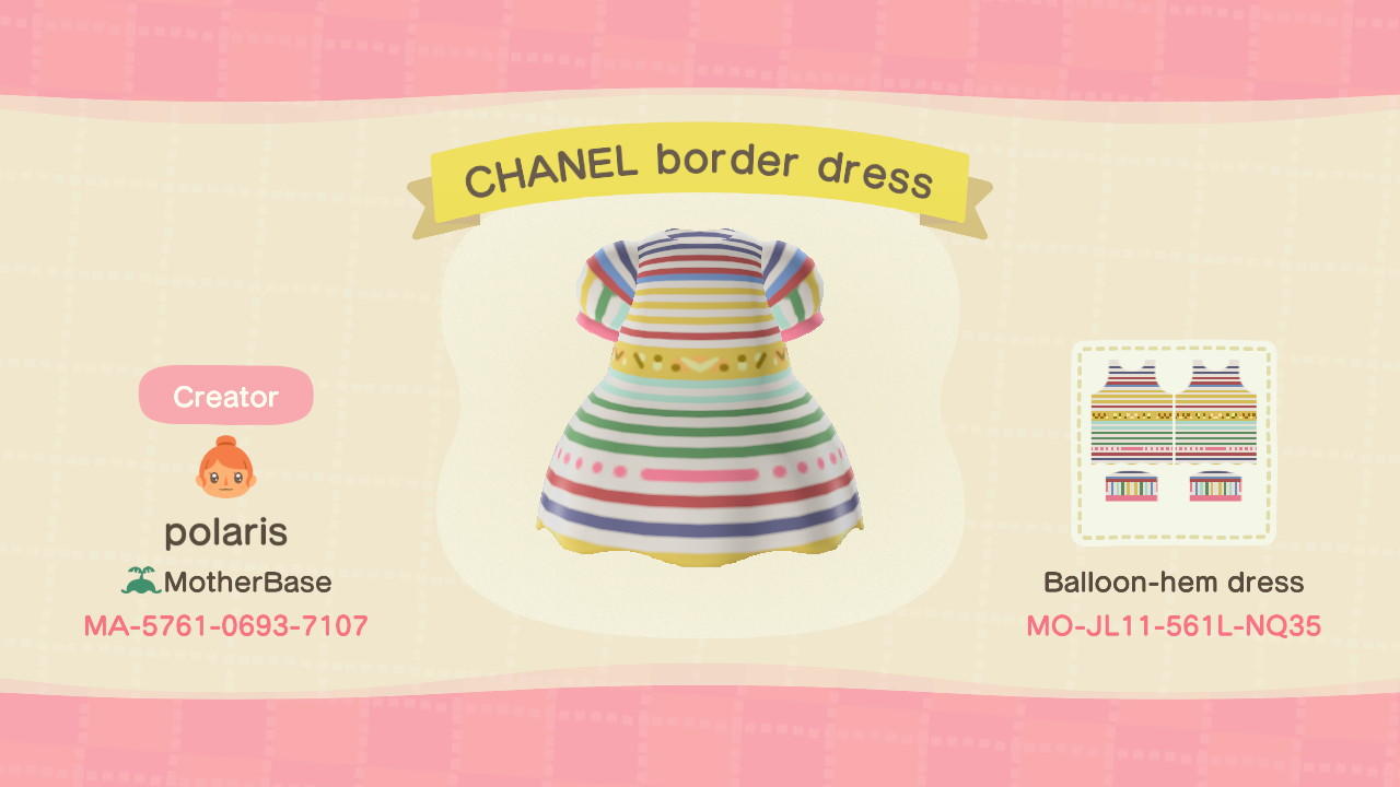 Animal Crossing Design Code: MO-JL11-561L-NQ35 CHANEL border dress