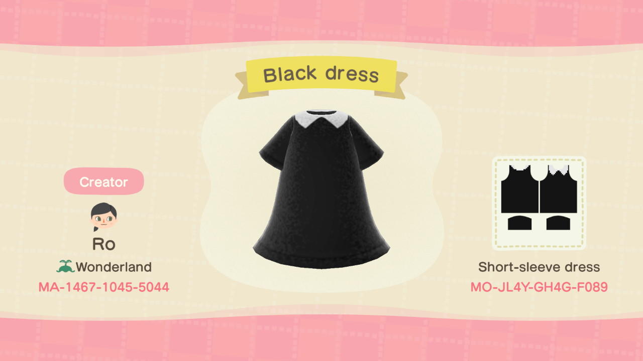 Animal Crossing Design Code: MO-JL4Y-GH4G-F089 Black dress