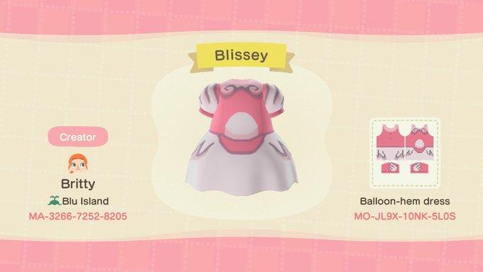 Animal Crossing Design Code: MO-JL9X-10NK-5L0S Pokemon Blissey