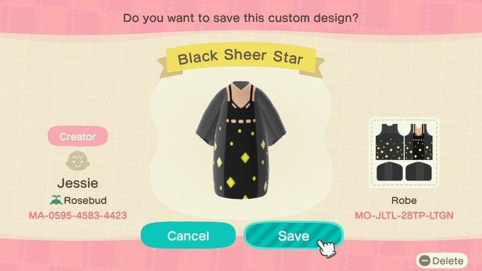 Animal Crossing Design Code: MO-JLTL-28TP-LTGN Black Sheer Star
