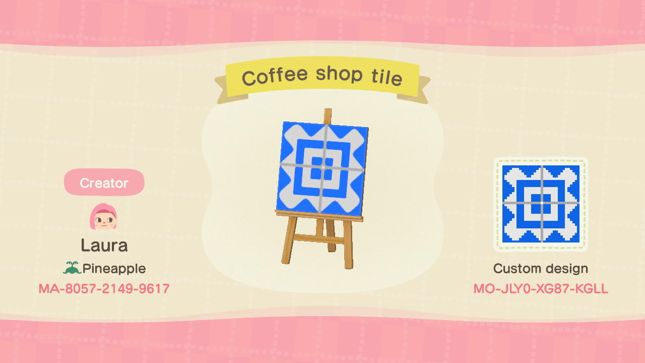 Animal Crossing Design Code: MO-JLY0-XG87-KGLL Coffee shop tile