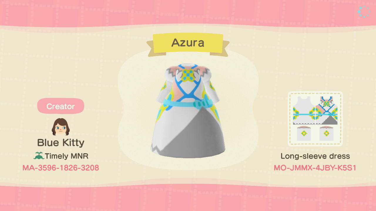 Animal Crossing Design Code: MO-JMMX-4JBY-K5S1 FE Azura