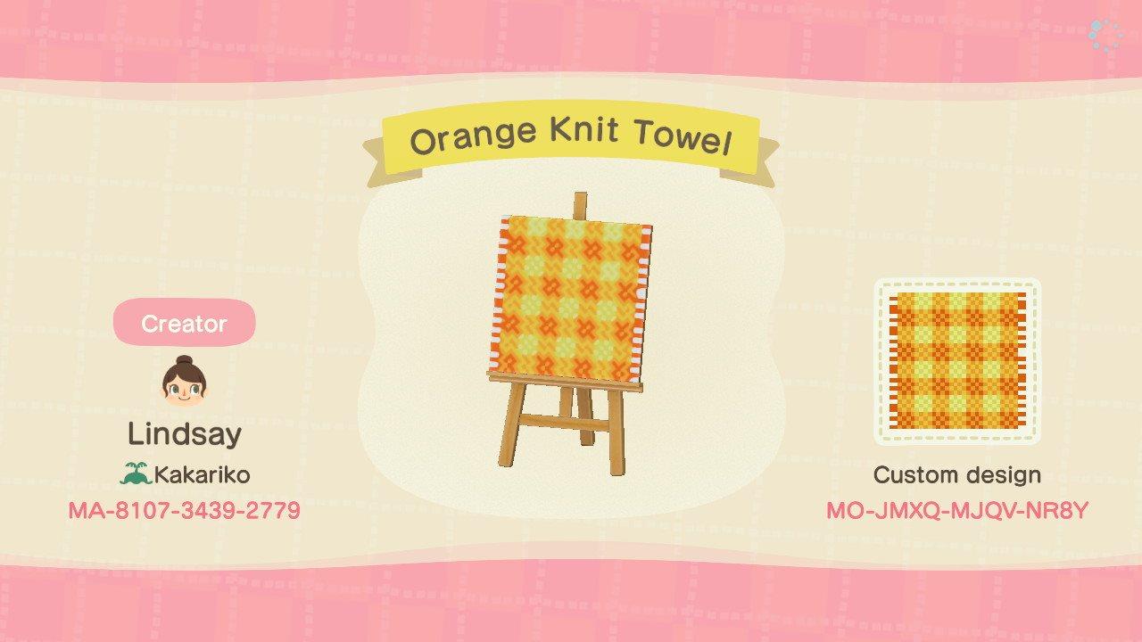 Animal Crossing Design Code: MO-JMXQ-MJQV-NR8Y Orange Knit Towel