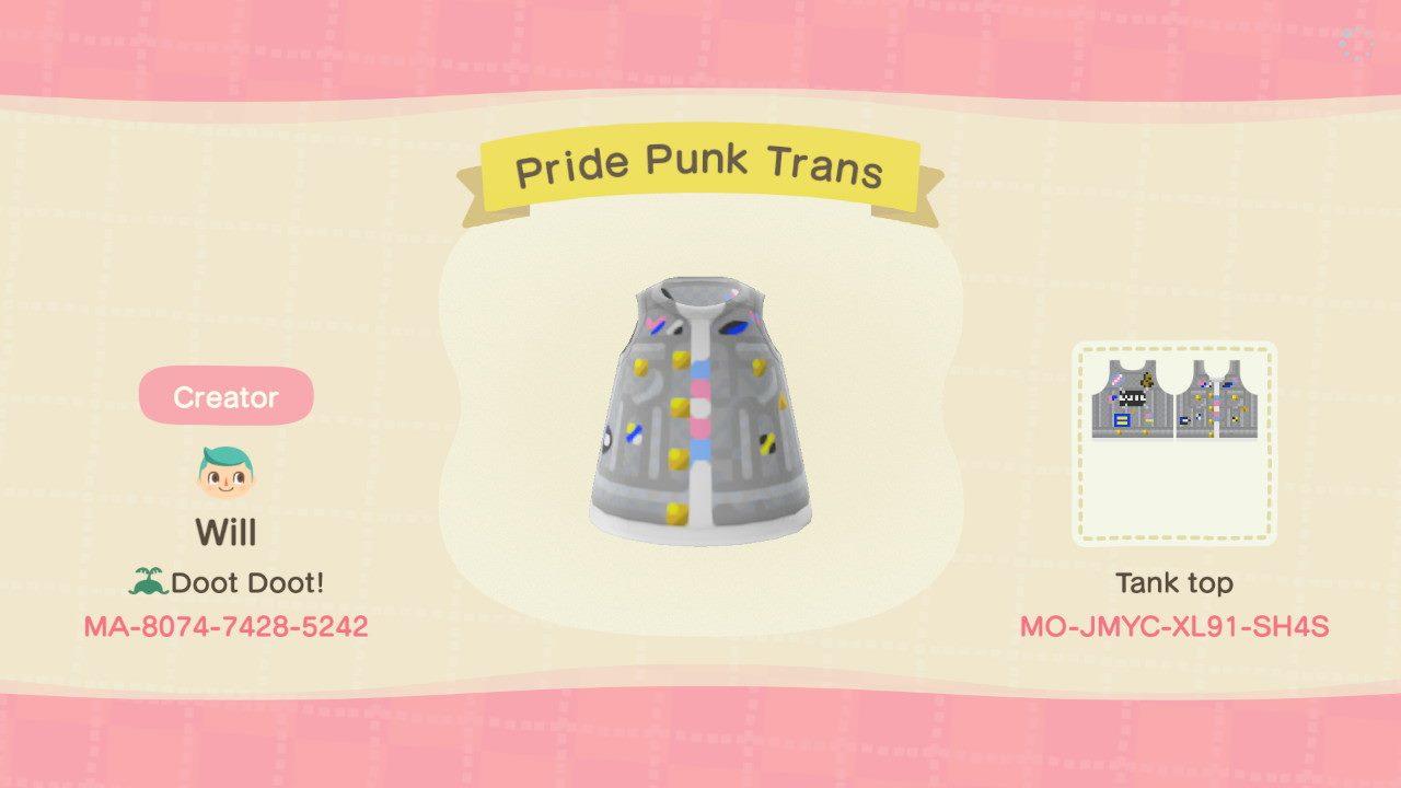 Animal Crossing Design Code: MO-JMYC-XL91-SH4S Pride Punk Trans
