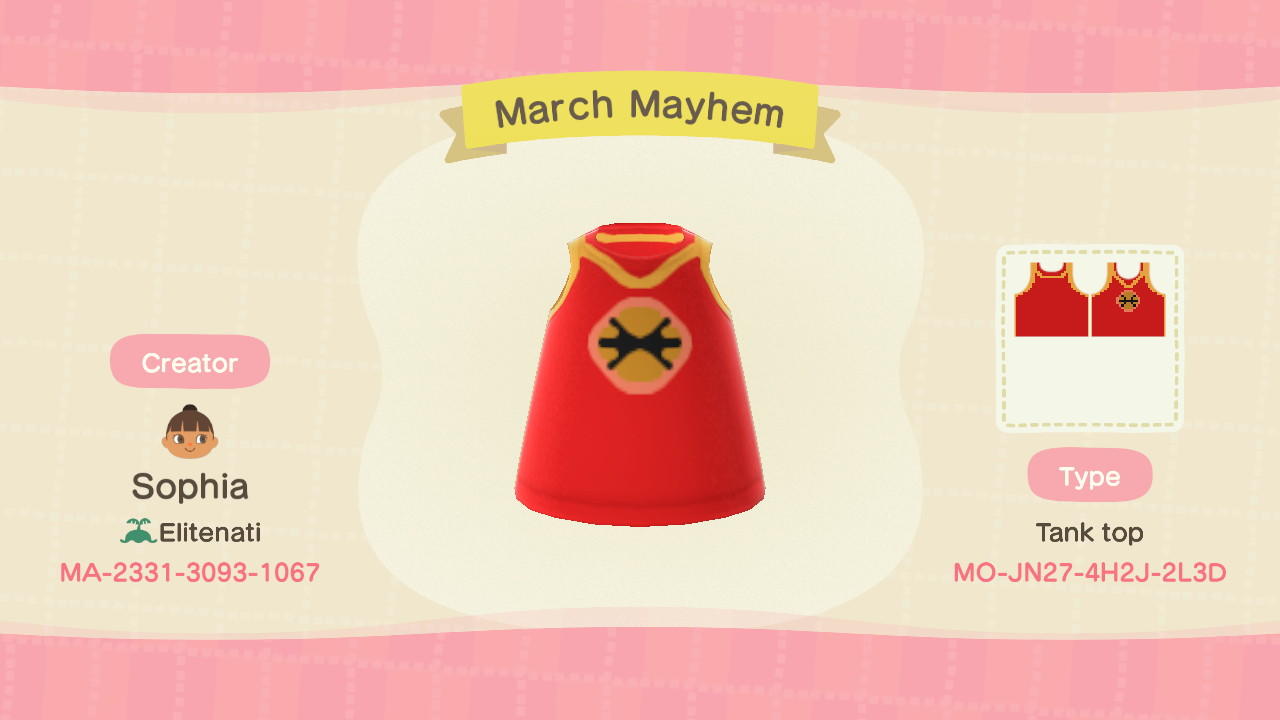 Animal Crossing Design Code: MO-JN27-4H2J-2L3D March Mayhem