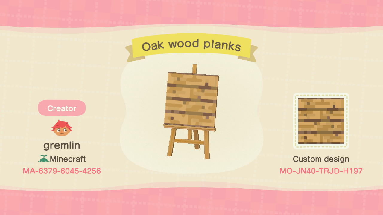 Animal Crossing Design Code: MO-JN40-TRJD-H197 Oak wood planks