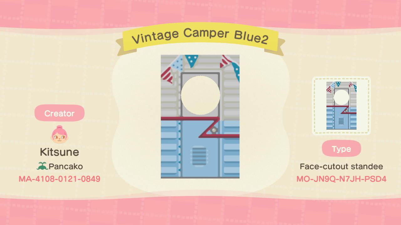 Animal Crossing Design Code: MO-JN9Q-N7JH-PSD4 Vintage Camper Blue2