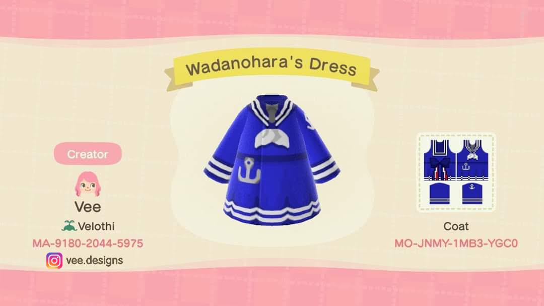Animal Crossing Design Code: MO-JNMY-1MB3-YGC0 Wadanoharas Dress