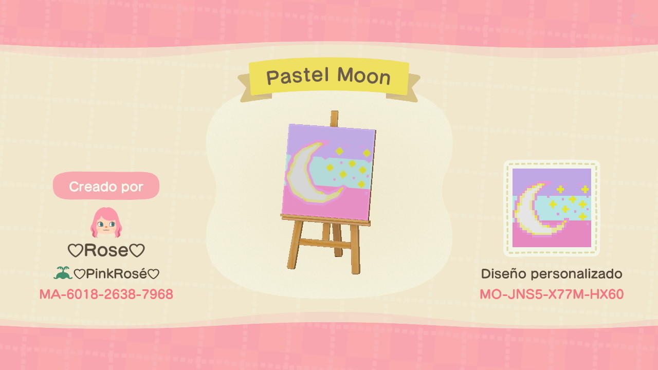 Animal Crossing Design Code: MO-JNS5-X77M-HX60 Pastel Moon