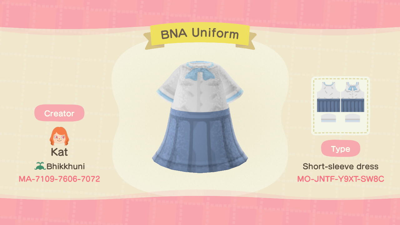 Animal Crossing Design Code: MO-JNTF-Y9XT-SW8C BNA Uniform