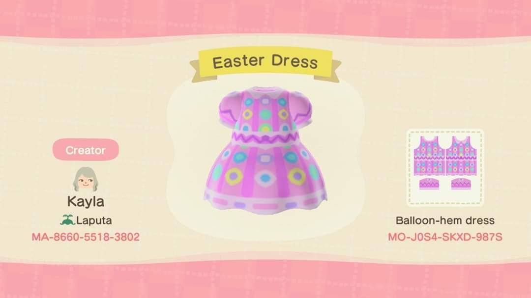 Animal Crossing Design Code: MO-JOS4-SKXD-987S Easter dress