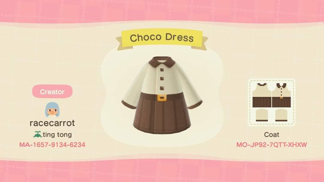 Animal Crossing Design Code: MO-JP92-7QTT-XHXW Choco Dress