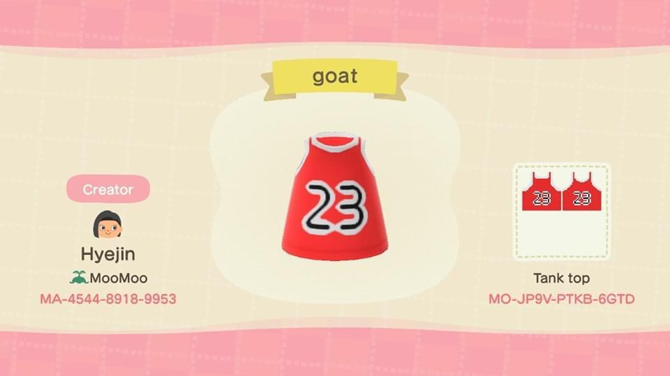 Animal Crossing Design Code: MO-JP9V-PTKB-6GTD MJ Jersey