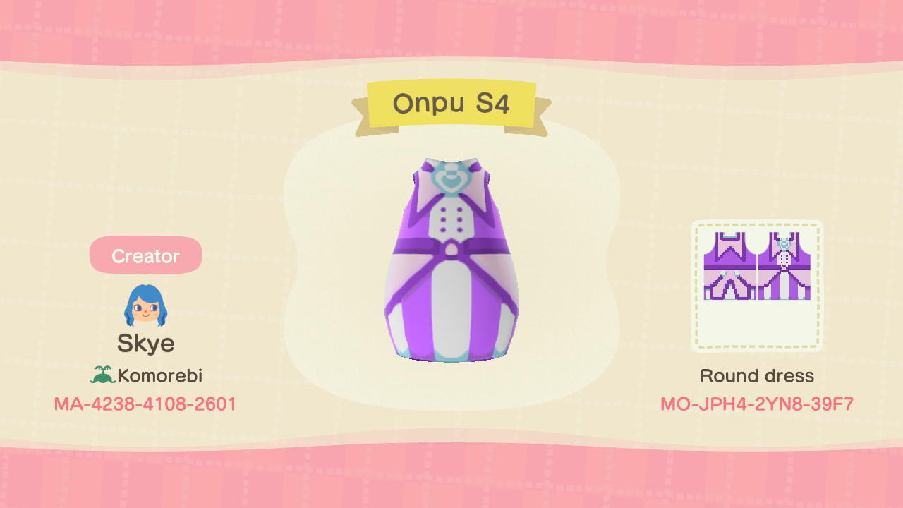 Animal Crossing Design Code: MO-JPH4-2YN8-39F7 Onpu S4