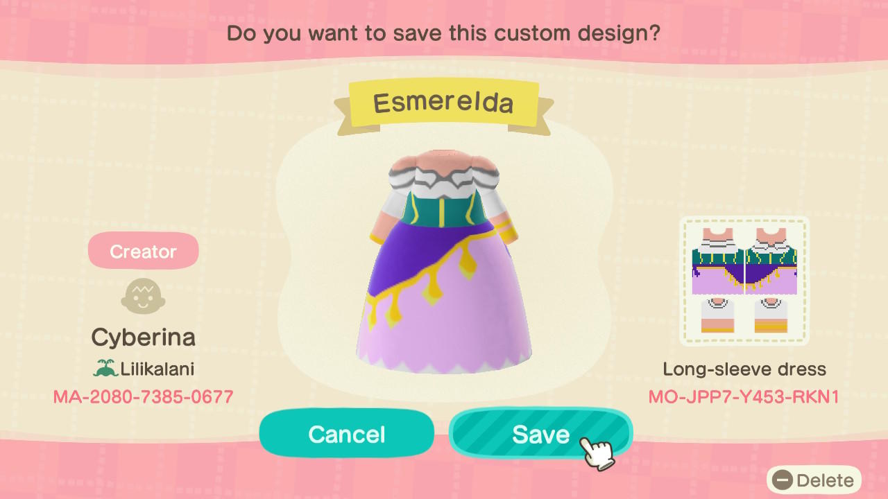 Animal Crossing Design Code: MO-JPP7-Y453-RKN1 Esmeralda