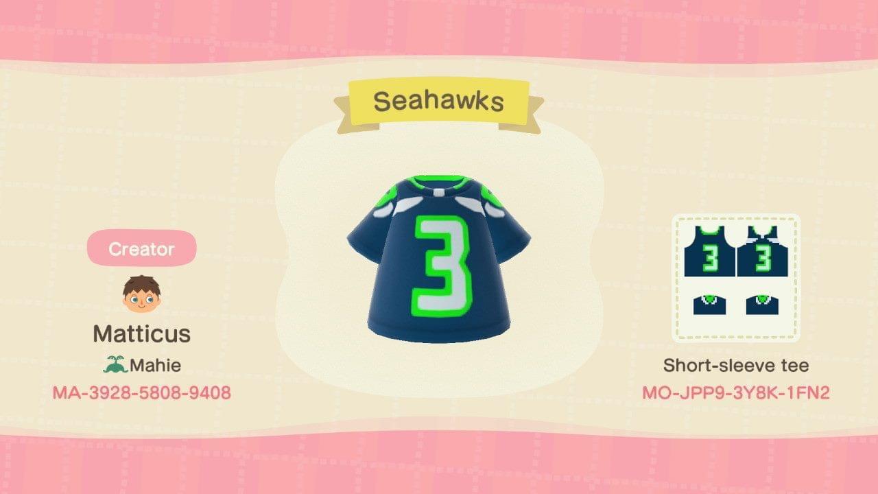 Animal Crossing Design Code: MO-JPP9-3Y8K-1FN2 Seahawks