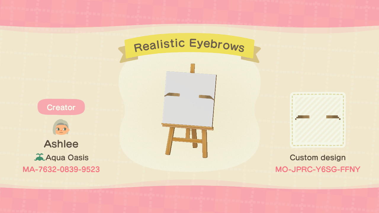 Animal Crossing Design Code: MO-JPRC-Y6SG-FFNY Realistic Eyebrows
