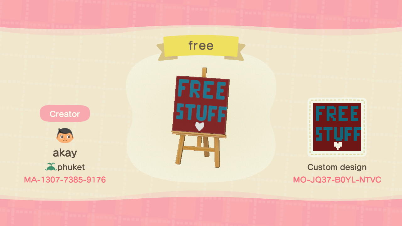 Animal Crossing Design Code: MO-JQ37-B0YL-NTVC free