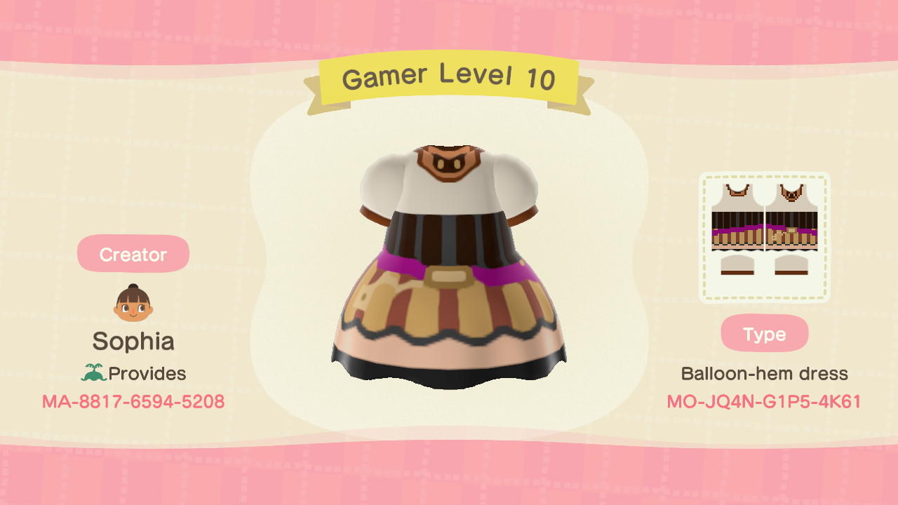 Animal Crossing Design Code: MO-JQ4N-G1P5-4K61 Gamer Level 10