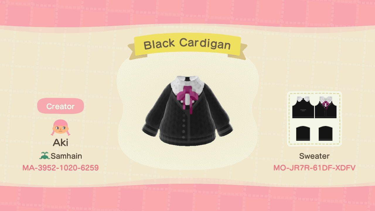 Animal Crossing Design Code: MO-JR7R-61DF-XDFV Black Cardigan